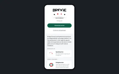 bridgescoren.nl: Bridgescoren.nl op een telefoon